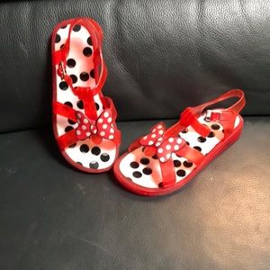Girls Minnie Mouse Red Jelly Sandals